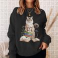 Balinese Cat Longhaired Siamese Books Flowers Book Reading Sweatshirt Gifts for Her Balinese Cat Longhaired Siamese Books Flowers Book Reading Sweatshirt Gifts for Her