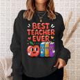 Best Teacher Ever Cute Apple Books School Classroom Vibes Sweatshirt Gifts for Her