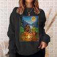 Bigfoot And Alien Reading Books Campfire Halloween Sweatshirt Gifts for Her