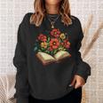 Book With Blooming Flowers Reading Nature Garden Sweatshirt Gifts for Her
