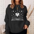Book Lover Heart Open Book Reading Romance Literary Sweatshirt Gifts for Her