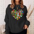 Book Lover Librarian Books Heart Valentine Sweatshirt Gifts for Her