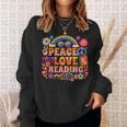 Book Peace Bookworm Hippie Rainbow Peace Sign Sweatshirt Gifts for Her