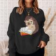 Book Reading Bookworm Forest Animal Wildlife Cute Hedgehog Sweatshirt Gifts for Her