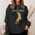 Book Reading Giraffe I Love My Library Sweatshirt Gifts for Her
