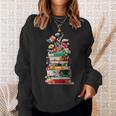 Book Stack With Flowers Reading Lover Bookish Sweatshirt Gifts for Her