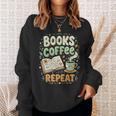 Books Coffee Repeat Book Lover Reader Bookworm Sweatshirt Gifts for Her