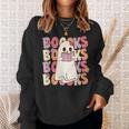 Boooks Halloween Ghost Pun Boo Books Groovy Ghost Sweatshirt Gifts for Her