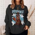 Booooks Cat Reading Book Ghosts Halloween Librarian Teacher For Men Women Kids Sweatshirt Gifts for Her