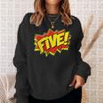 Boy Five Superhero Comic Book Hero 5th Birthday Boy 5 Years Sweatshirt Gifts for Her
