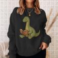 Brachiosaurus Dinosaur Reading Book Nerd Sweatshirt Gifts for Her