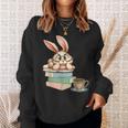 Bunny With Books And Coffee Reading Booknerd Bookish Easter Sweatshirt Gifts for Her
