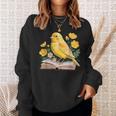 Canary Bird Floral Book Yellow Bird Reading Bookish Teacher Sweatshirt Gifts for Her