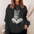 Cat Bookworm Reading Book Graphic Sweatshirt Gifts for Her Cat Bookworm Reading Book Graphic Sweatshirt Gifts for Her
