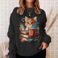 Cat Reading A Book Men Women Kids Sweatshirt Gifts for Her