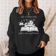 Cat Reads a Book Reading Coffee Sweatshirt Gifts for Her