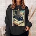 Cat Teacher Student School Last Day Books First 100th Day Sweatshirt Gifts for Her Cat Teacher Student School Last Day Books First 100th Day Sweatshirt Gifts for Her