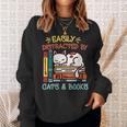 Cats And Books Easily Distracted By Cats And Books Sweatshirt Gifts for Her