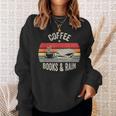 Coffee Books And Rain Retro Vintage Book Lover Reading Sweatshirt Gifts for Her