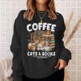 Coffee Cats And Books Cats And Reading Lovers Sweatshirt Gifts for Her