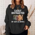 Cool Book Reader For Men Women Book Lover Bookworm Cat Book Sweatshirt Gifts for Her