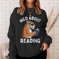 Cool Tiger Reading Book Wild About Reading Kids Books Reader Sweatshirt Gifts for Her