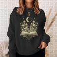 Crescent Mushroom Book Fungi Art Woodland Mystical Night Sweatshirt Gifts for Her