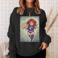 The Crimson Crescent 90s Retro Comic Book Superheroine Art Sweatshirt Gifts for Her