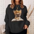 Cute Bulldog Reading Dog Book Lover Animal Graphic French Sweatshirt Gifts for Her