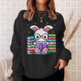 Cute Bunny Reader Rabbit Book Lover Reading Sweatshirt Gifts for Her