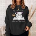 Cute Cat Book Reading Coffee Sweatshirt Gifts for Her Cute Cat Book Reading Coffee Sweatshirt Gifts for Her