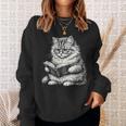 Cute Cat Reading Book Adorable Cats Books Lover Sweatshirt Gifts for Her