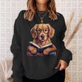Cute Dog Golden Retriever Reading Book Sweatshirt Gifts for Her