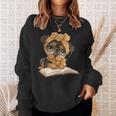 Cute Dog Reading Book Bandana Pup Reader Sweatshirt Gifts for Her