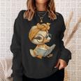 Cute Duckling Reading Book With Sweatshirt Gifts for Her