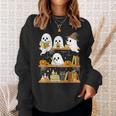 Cute Halloween Ghost Bookshelf Cat Book Lover Sweatshirt Gifts for Her Cute Halloween Ghost Bookshelf Cat Book Lover Sweatshirt Gifts for Her