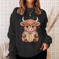 Cute Highland Cow Reading Book Sweatshirt Gifts for Her