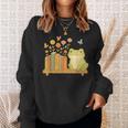 Cute Kawaii Frog Books Flowers Sweatshirt Gifts for Her Cute Kawaii Frog Books Flowers Sweatshirt Gifts for Her