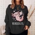 Cute Kawaii Readsolotl Axolotl Reading Book Pun Sweatshirt Gifts for Her