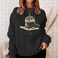 Cute Otter Wearing Glasses Reading Book Librarian Teacher Sweatshirt Gifts for Her