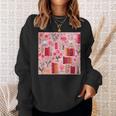 Cute Pink Book Pattern Book Lover Sweatshirt Gifts for Her Cute Pink Book Pattern Book Lover Sweatshirt Gifts for Her