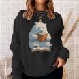 Cute Polar Bear Is Reading a Book Reading Polar Bear Sweatshirt Gifts for Her