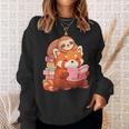 Cute Red Panda Reading Book Sloth Kawaii Animal Sweatshirt Gifts for Her