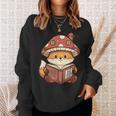 Cute Shiba Inu Mushroom Hat Reading Book Art Sweatshirt Gifts for Her