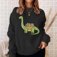 Dinosaur Librarian Book Lover Reading Brontosaurus Sweatshirt Gifts for Her