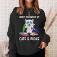 Distracted By Cats Coffee And Books Sweatshirt Gifts for Her