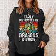 Dragon Reading Book Retro Vintage 80s Library Bookworm Sweatshirt Gifts for Her