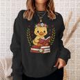 Duck Reading Book Graphic Duck With Book Floral Sweatshirt Gifts for Her