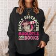 Easily Distracted By Axolotls And Books Cute Animal Lover Sweatshirt Gifts for Her