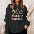 Easily Distracted By Birds & Books Vintage Birder Sweatshirt Gifts for Her